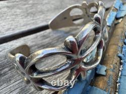 Vintage Navajo Native American Sterling Bracelet Sandcast Silver 6 Wrist Unsign