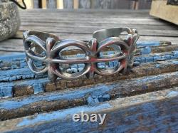 Vintage Navajo Native American Sterling Bracelet Sandcast Silver 6 Wrist Unsign