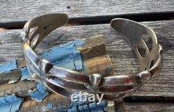 Vintage Navajo Native American Sterling Bracelet Sandcast Silver 6 Wrist Unsign