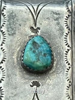 Vintage Navajo Native American Sterling Pill Trinket Box W Turquoise Signed ED