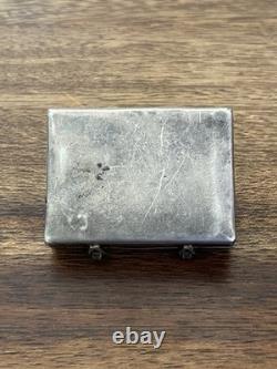 Vintage Navajo Native American Sterling Pill Trinket Box W Turquoise Signed ED