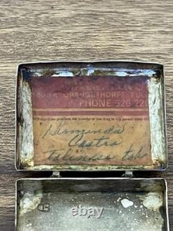 Vintage Navajo Native American Sterling Pill Trinket Box W Turquoise Signed ED