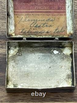 Vintage Navajo Native American Sterling Pill Trinket Box W Turquoise Signed ED