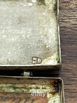 Vintage Navajo Native American Sterling Pill Trinket Box W Turquoise Signed ED