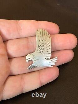 Vintage Navajo Native American Sterling Silver 925 Flying Eagle Brooch Pendant
