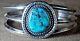 Vintage Navajo Native American Sterling Silver Bisbee Turquoise Cuff Bracelet