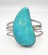 Vintage Navajo Native American Sterling Silver Blue Fox Turquoise Cuff Bracelet