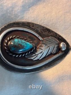 Vintage Navajo Native American Sterling Silver High Grade Turquoise Pendant