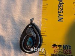 Vintage Navajo Native American Sterling Silver High Grade Turquoise Pendant