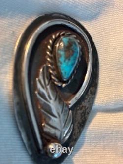 Vintage Navajo Native American Sterling Silver High Grade Turquoise Pendant