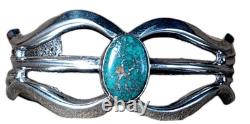 Vintage Navajo Native American Sterling Silver Natural Turquoise Cuff Bracelet