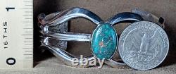 Vintage Navajo Native American Sterling Silver Natural Turquoise Cuff Bracelet