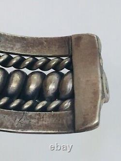 Vintage Navajo Native American Sterling Silver Ornate Coil Cable Cuff Bracelet