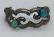 Vintage Navajo Native American Sterling Silver Sand Cast Turquoise Cuff Bracelet