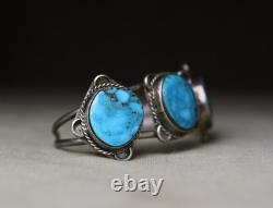 Vintage Navajo Native American Sterling Silver Turquoise Bracelet Cuff Size 6.25