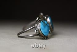 Vintage Navajo Native American Sterling Silver Turquoise Bracelet Cuff Size 6.25