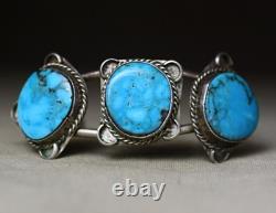 Vintage Navajo Native American Sterling Silver Turquoise Bracelet Cuff Size 6.25