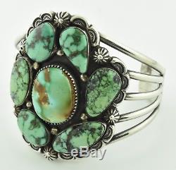 Vintage Navajo Native American Sterling Silver Turquoise Cuff Bracelet Johnson