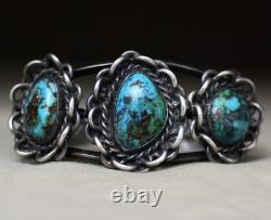 Vintage Navajo Native American Sterling Silver Turquoise Cuff Bracelet Size 6.5 Vintage Navajo Native American Sterling Silver Turquoise Cuff Bracelet Size 6.5