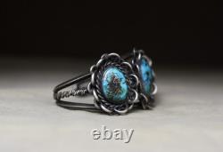 Vintage Navajo Native American Sterling Silver Turquoise Cuff Bracelet Size 6.5
