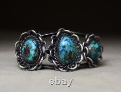 Vintage Navajo Native American Sterling Silver Turquoise Cuff Bracelet Size 6.5