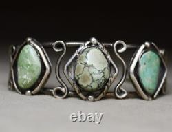 Vintage Navajo Native American Sterling Silver Turquoise Cuff Bracelet Size 7