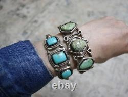 Vintage Navajo Native American Sterling Silver Turquoise Cuff Bracelet Size 7