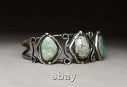 Vintage Navajo Native American Sterling Silver Turquoise Cuff Bracelet Size 7