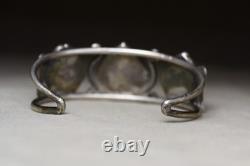 Vintage Navajo Native American Sterling Silver Turquoise Cuff Bracelet Size 7