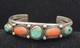 Vintage Navajo Native American Sterling Silver Turquoise & Red Coral Bracelet