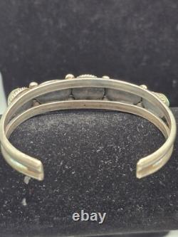 Vintage Navajo Native American Sterling Silver Turquoise & Red Coral Bracelet