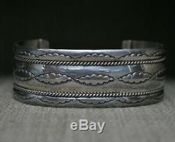 Vintage Navajo Native American Sterling Silver Twisted Rope Cuff Bracelet