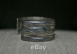 Vintage Navajo Native American Sterling Silver Twisted Rope Cuff Bracelet