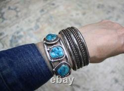 Vintage Navajo Native American Sterling Silver Twisted Rope Cuff Bracelet 6.5