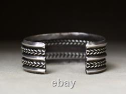 Vintage Navajo Native American Sterling Silver Twisted Rope Cuff Bracelet 6.5