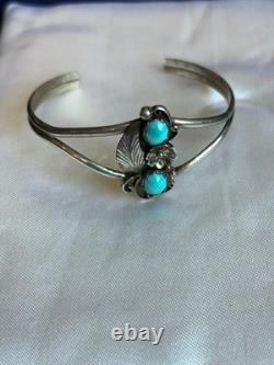 Vintage Navajo Native American Sterling Silver and Turquoise Cuff Bracelet