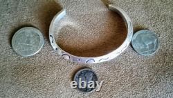 Vintage Navajo Native American Tooled Sterling Silver Knife Edge Cuff Bracelet