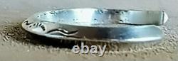 Vintage Navajo Native American Tooled Sterling Silver Knife Edge Cuff Bracelet