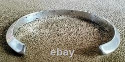 Vintage Navajo Native American Tooled Sterling Silver Knife Edge Cuff Bracelet