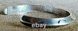 Vintage Navajo Native American Tooled Sterling Silver Knife Edge Cuff Bracelet