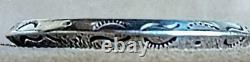 Vintage Navajo Native American Tooled Sterling Silver Knife Edge Cuff Bracelet