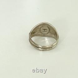 Vintage Navajo Native American Turquoise Coral 3 Stone Men's Band Ring Size 12