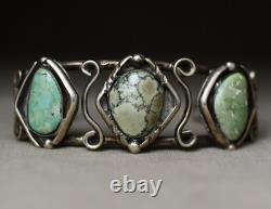 Vintage Navajo Native American Turquoise Sterling Silver Cuff Bracelet Size 7