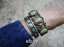 Vintage Navajo Native American Turquoise Sterling Silver Cuff Bracelet Size 7