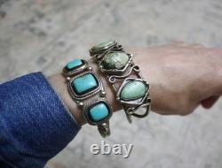 Vintage Navajo Native American Turquoise Sterling Silver Cuff Bracelet Size 7