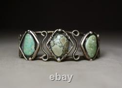 Vintage Navajo Native American Turquoise Sterling Silver Cuff Bracelet Size 7