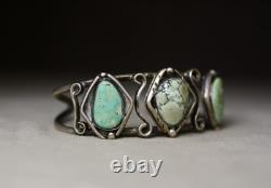 Vintage Navajo Native American Turquoise Sterling Silver Cuff Bracelet Size 7