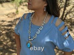 Vintage Navajo Necklace Earrings Set Turquoise Signed Maloney Tafoya Rare