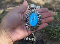 Vintage Navajo Necklace Earrings Set Turquoise Signed Maloney Tafoya Rare