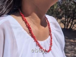 Vintage Navajo Necklace Red Branch Coral 22 in Native American Jewelry